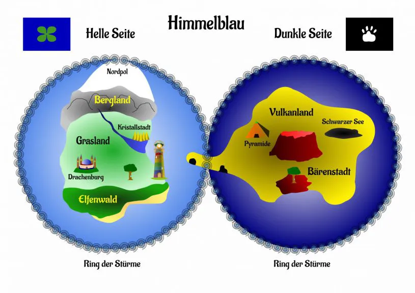 Weltkarte von Himmelblau (Kinderbuch Leuchtturm der Abenteuer)