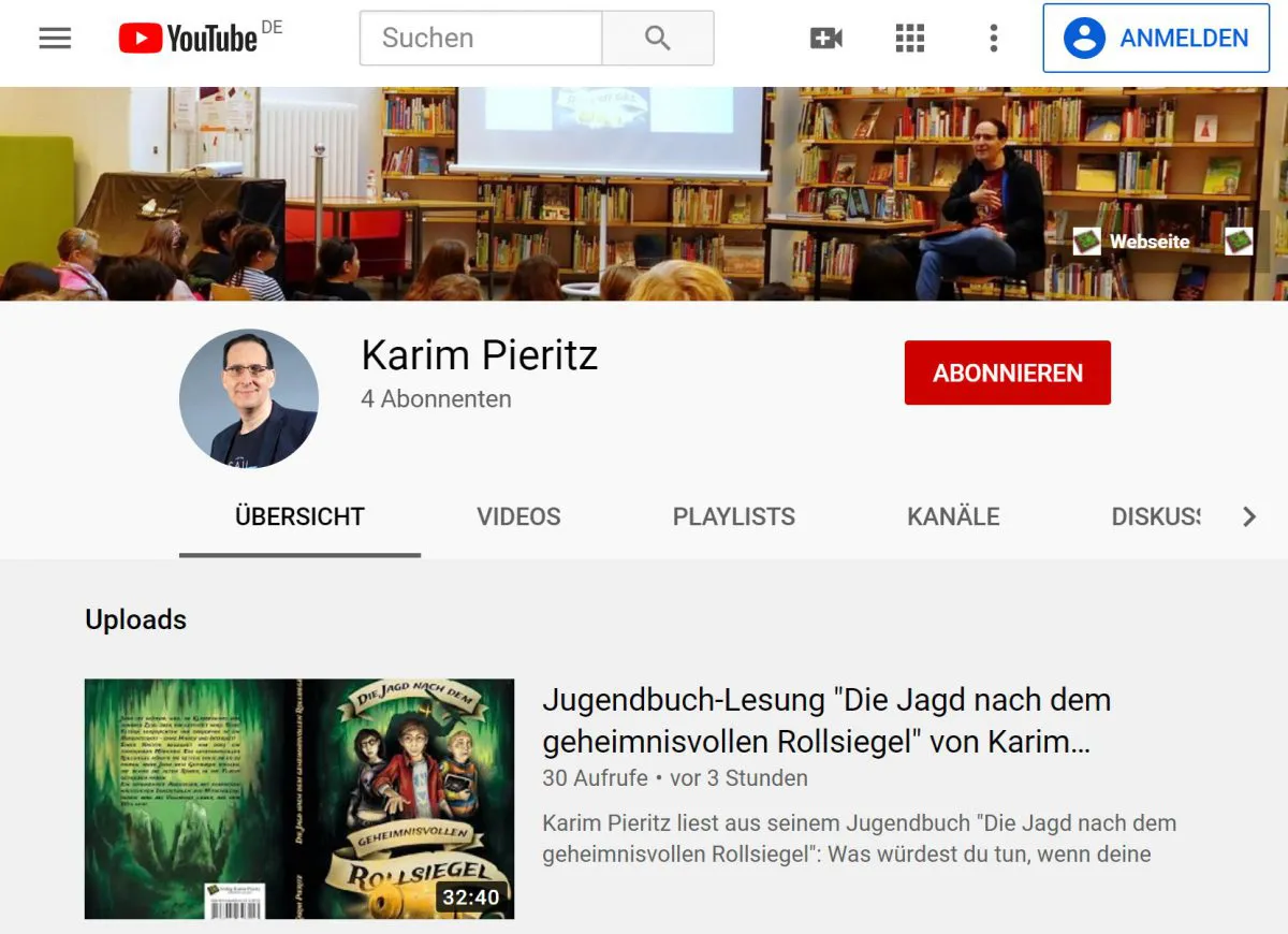 Lesungen im neuen YouTube-Kanal für Kinder