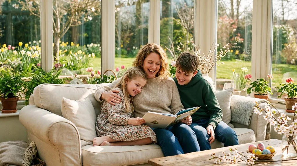 Familie liest gemeinsam ein Buch – Leseförderung und Familienzeit